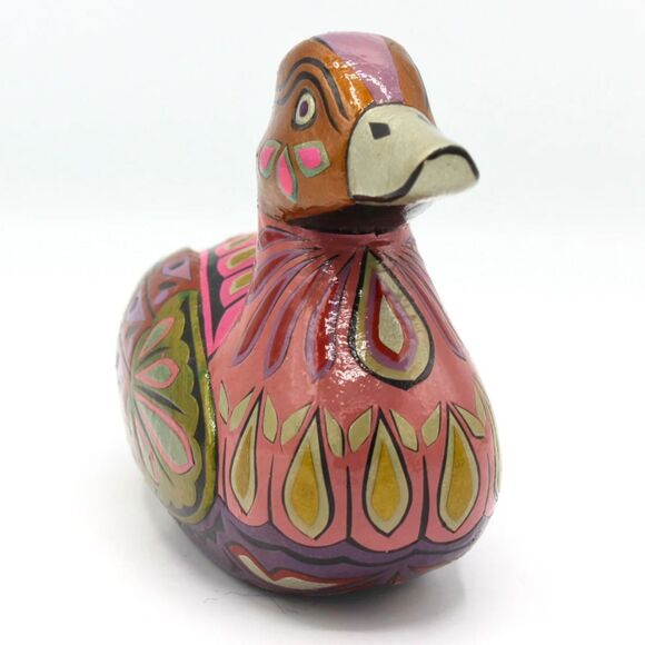 Small Vintage Wood Duck Decoy Figurine Hand Painted Latin Folk Art Boho Decor - Picture 4 of 7